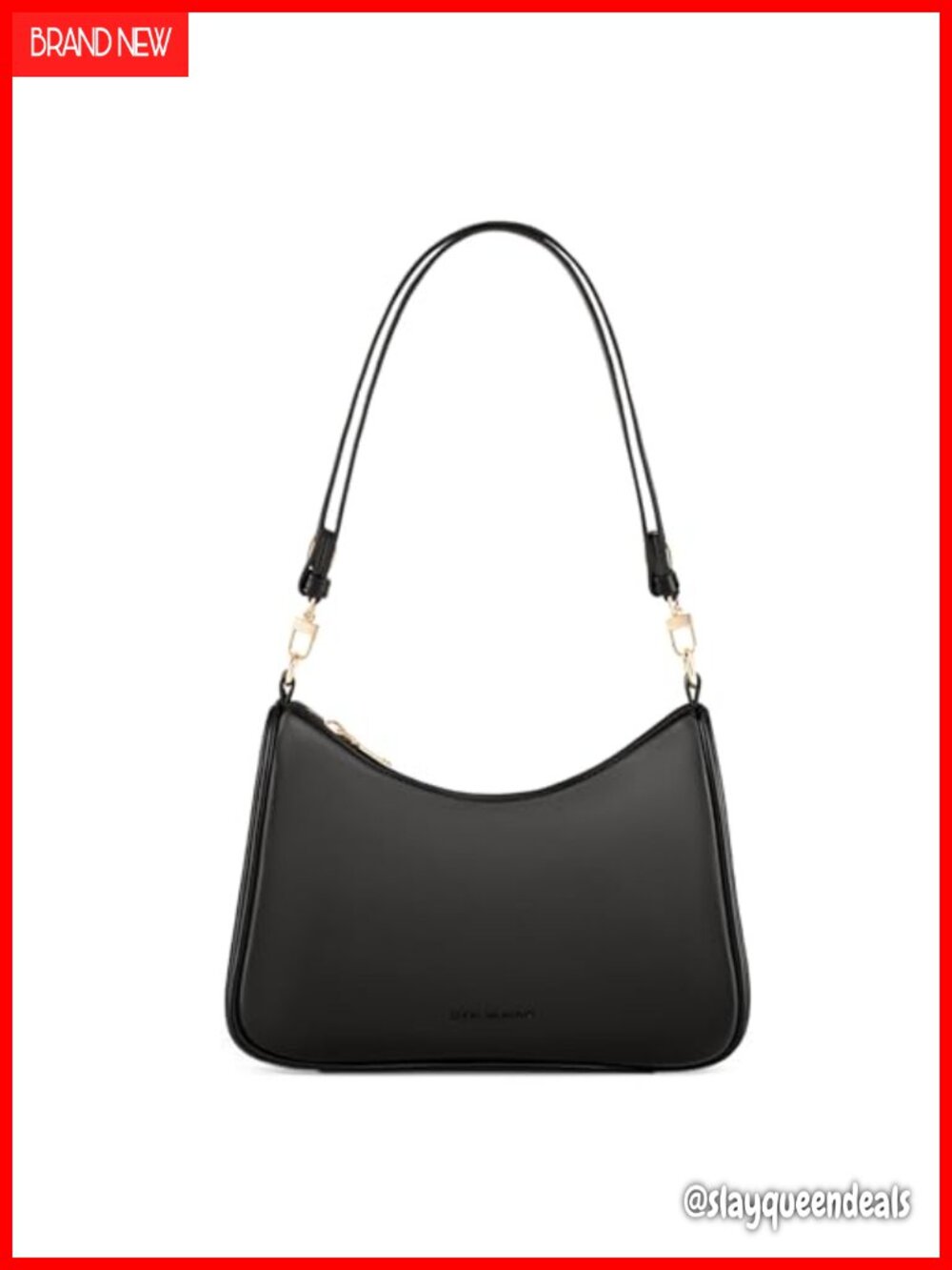 PU leather shoulder bag with adjustable strap